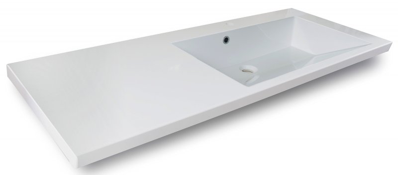 Раковина для ванной Fancy Marble Peggy 125х50 см правая искусственный камень белый матовый 3613403