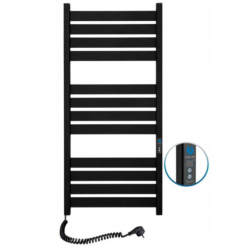 Электрический полотенцесушитель Navin Largo 500х1200 Digital левый окрашенная сталь черный муар 12-244152-5012