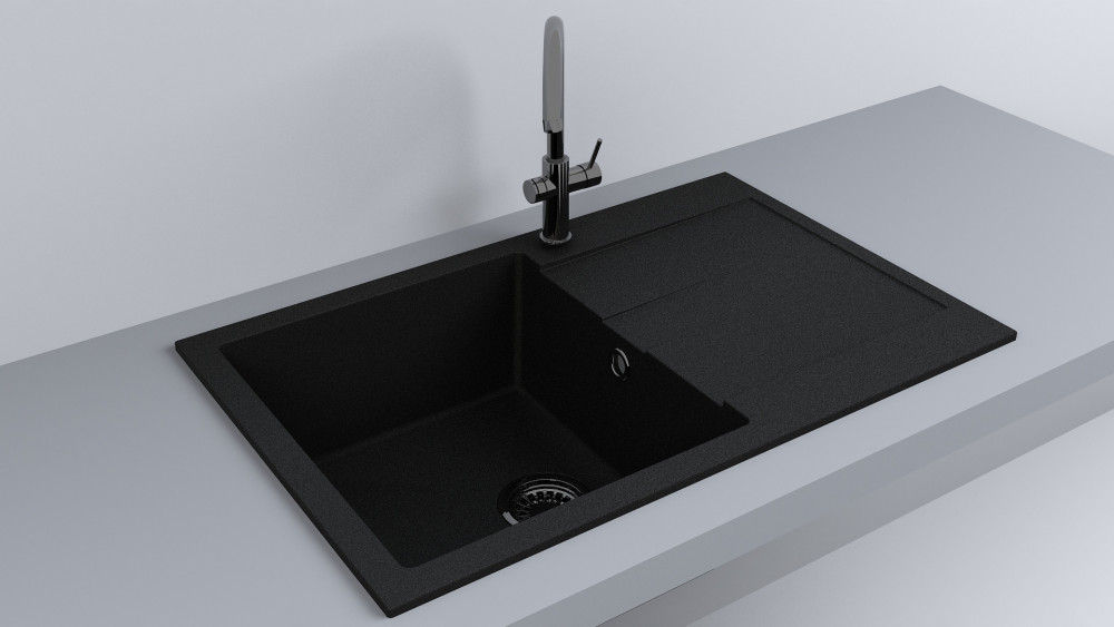 Миття для кухні Fancy Marble Connecticut 78х50 см литий мармур світло-чорний 114080004