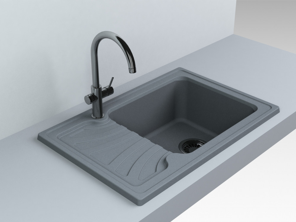 Мийка для кухні Fancy Marble Filadelfia 64,9х43,8 см литий мармур сірий 103060013