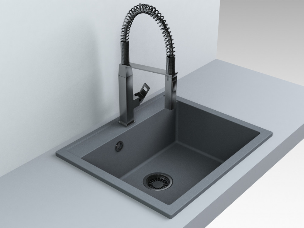 Мойка для кухни Fancy Marble Oregon 58,1х49,2 см литой мрамор серый 108060013