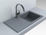 Мойка для кухни Fancy Marble Tennessee 77,1х43 см литой мрамор серый 106080013