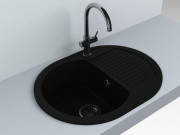 Мойка для кухни Fancy Marble Vermont 77х50 см литой мрамор светло-черный 113080004