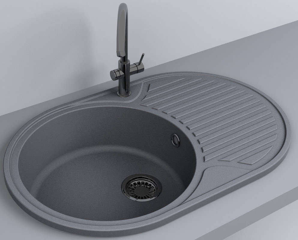 Мойка для кухни Fancy Marble Vermont 77х50 см литой мрамор серый 113080013