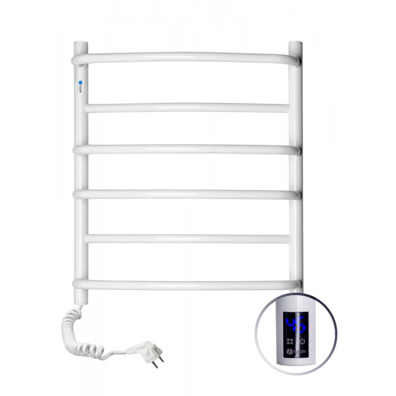 Электрический полотенцесушитель Navin Омега 530х600 левый сенсор с таймером окрашенная сталь белый 12-015133-5360
