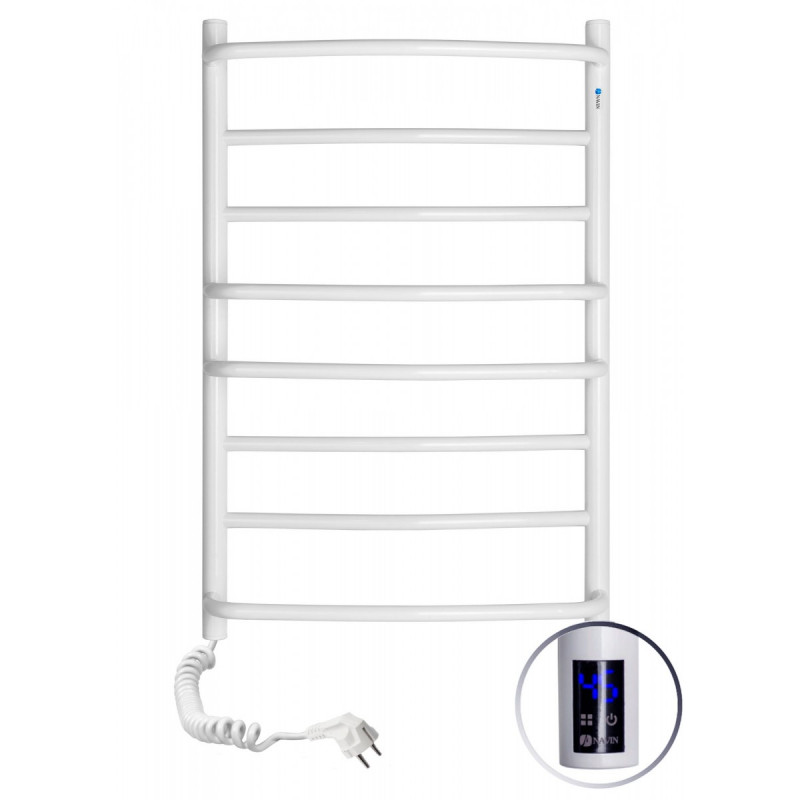 Электрический полотенцесушитель Navin Омега 530х800 левый сенсор с таймером окрашенная сталь белый 12-015133-5380