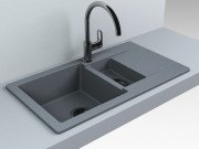 Мойка для кухни Fancy Marble Alabama 77х43 см литой мрамор серый 107080013