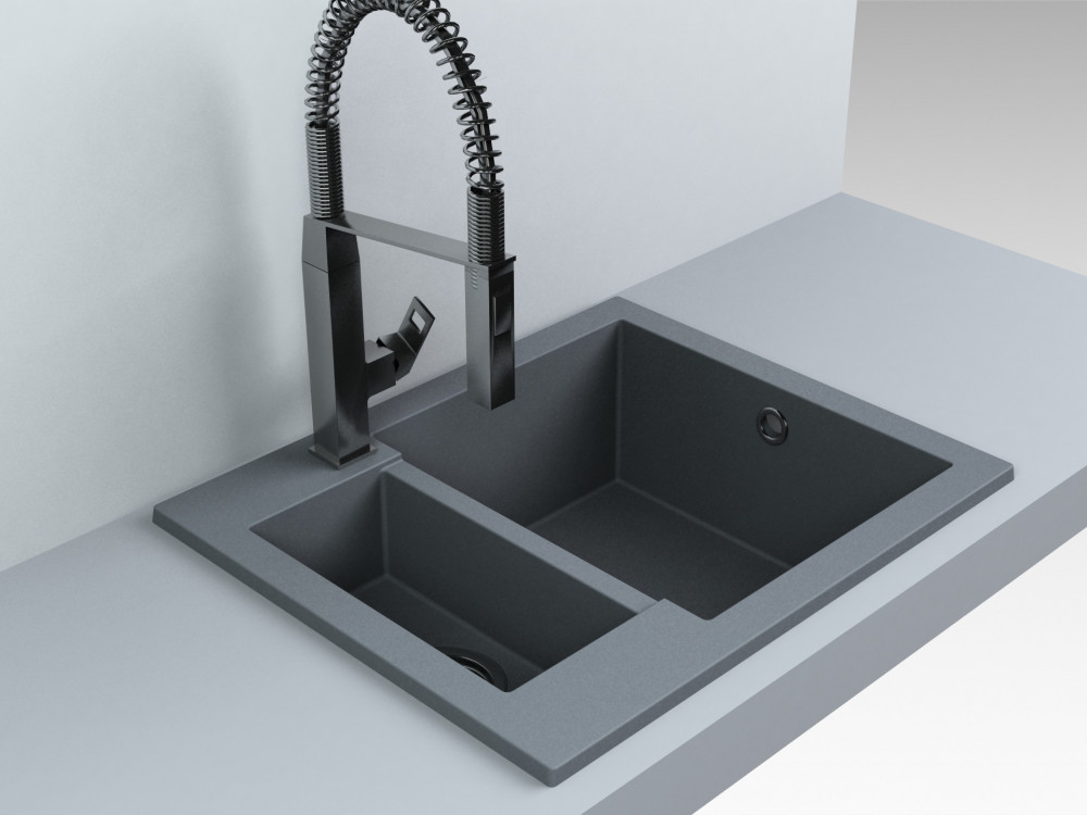 Мийка для кухні Fancy Marble Arizona 59,7х49,5 см литий мармур сірий 105060013