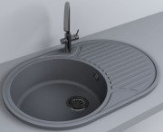 Мойка для кухни Fancy Marble Vermont 77х50 см литой мрамор серый 113080013