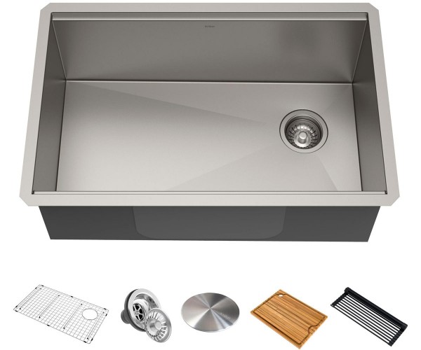 Мийка для кухні Kraus Kore 76,2х48,2 см під стільницю нержавіюча сталь KWU110-30