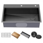 Мойка для кухни Kraus Kore 83,8х55,9 см нержавеющая сталь серый KWT310-33/PGM