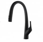 Смеситель для кухни Kraus Arqo с выдвижной лейкой латунь матовый черный KPF-2523MB