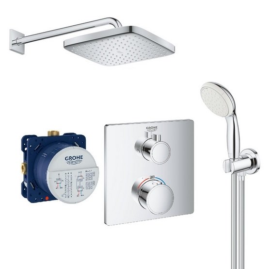 Душова система прихованого монтажу Grohe Grohtherm із Tempesta Cube 250 хром UA26415SC0