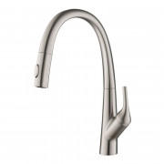 Змішувач для кухні Kraus Arqo з висувною лійкою латунь сатин KPF-2523SFS