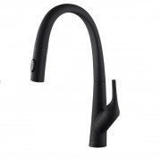 Змішувач для кухні Kraus Arqo з висувною лійкою латунь матовий чорний KPF-2523MB