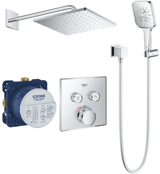 Душова система прихованого монтажу Grohe Grohtherm SmartControl з Rainshower Mono 310 Cube хром UA26405SC1
