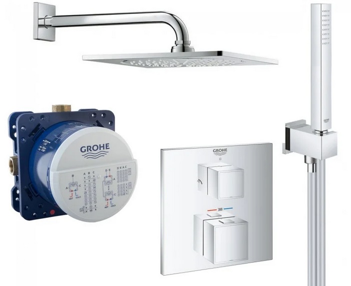 Душова система прихованого монтажу Grohe Grohtherm Cube Rainshower F-Series хром 347410UR