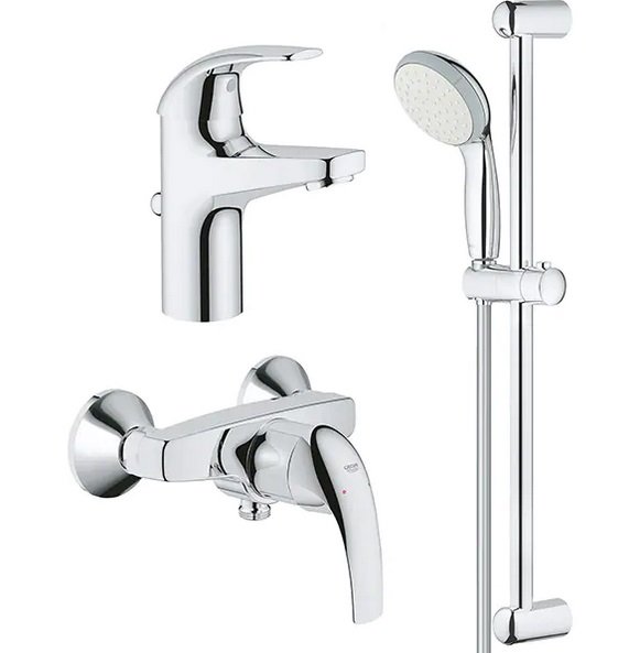Набор смесителей для ванной Grohe Start Curve с душевым гарнитуром хром 126747