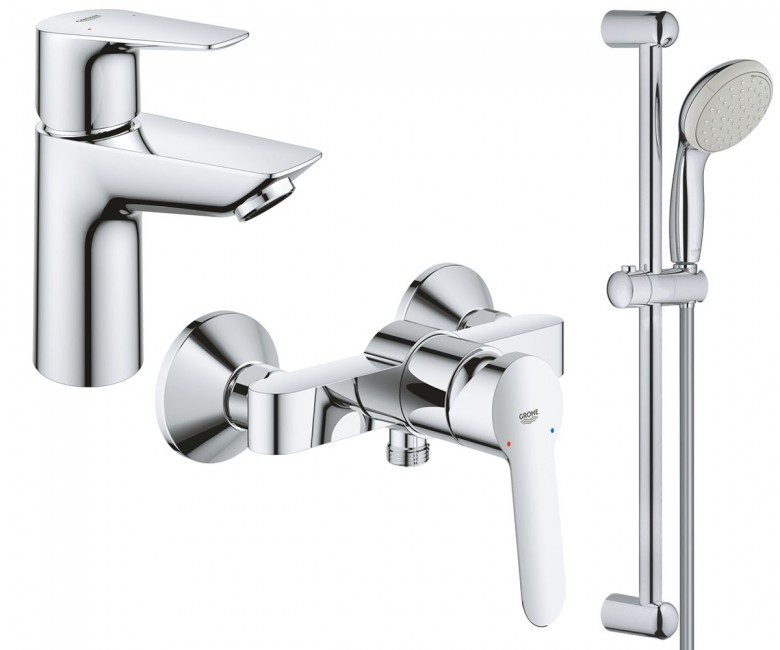 Набір змішувачів для ванної Grohe BauEdge 3 в 1 з душовим гарнітуром хром UA123208S0