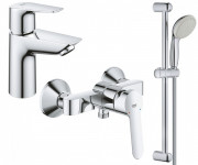 Набор смесителей для ванной Grohe BauEdge 3 в 1 с душевым гарнитуром хром UA123208S0