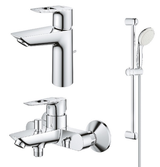 Набор смесителей для ванной Grohe BauLoop 3 в 1 с душевым гарнитуром хром UA123215M0