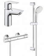 Набор смесителей для ванной Grohe Grohtherm 800 + BauEdge 3 в 1 с душевым гарнитуром хром UA34105TS0