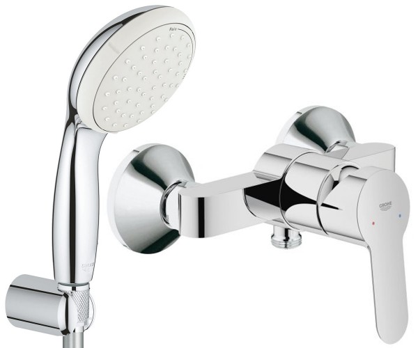 Змішувач для душу Grohe BauEdge одноважільний з душовим набором хром 26129001