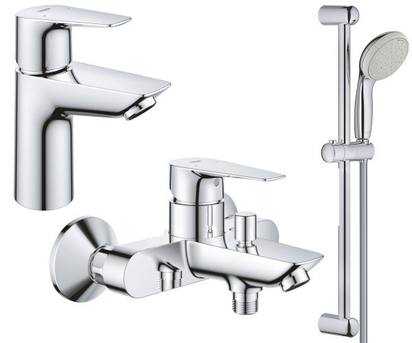 Набор смесителей для ванной Grohe BauEdge 3 в 1 с душевым гарнитуром хром UA123365S0