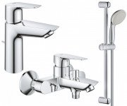 Набір змішувачів для ванної Grohe BauEdge 3 в 1 з душовим гарнітуром хром UA123367M0