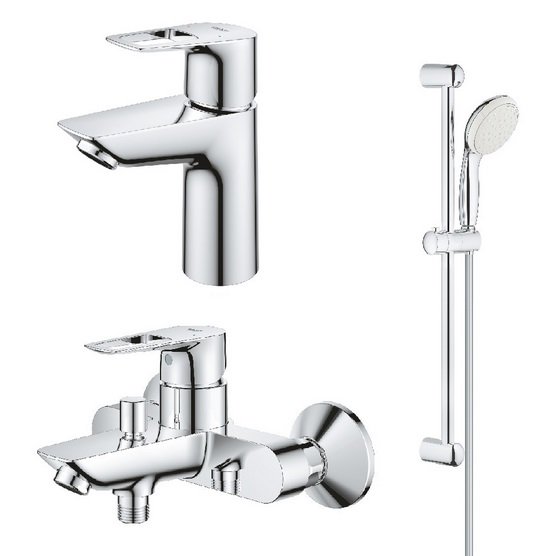 Набор смесителей для ванной Grohe BauLoop 3 в 1 с душевым гарнитуром хром UA123214S0