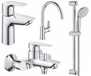 Набор смесителей для ванной и кухни Grohe BauEdge 4 в 1 с душевым гарнитуром хром UA123218K0