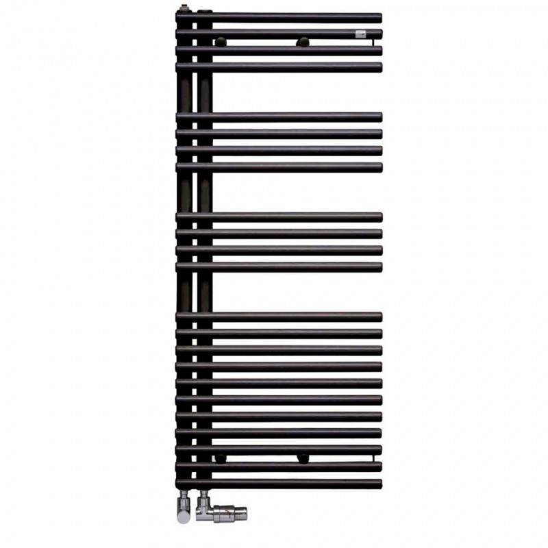 Полотенцесушитель водяной Zehnder Forma Asym 116,1х49,6 см правый черный матовый LFAR-120-050-9217