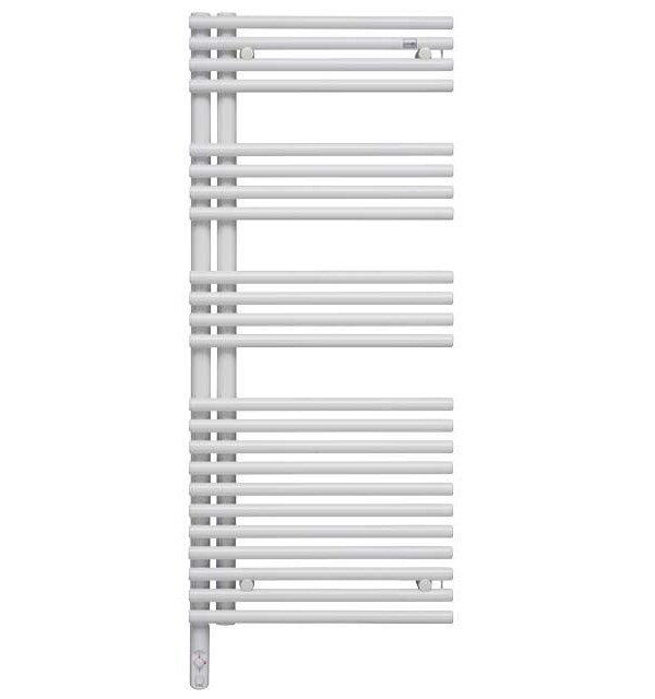 Полотенцесушитель водяной Zehnder Forma Asym 116,1х49,6 см правый c теном HOTS белый LFAR-120-050-9016-HOTS-HID