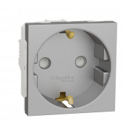 Розетка Schneider Electric Unica New 2 модуля із заземленням та шторками алюміній NU303730