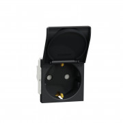 Розетка Schneider Electric Unica New 2 модуля с заземлением шторками и крышкой антрацит NU303754TA