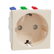 Розетка Schneider Electric Unica New 2 модуля із заземленням та шторками бежевий NU305744