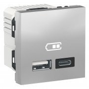 Двойная USB-розетка Schneider Electric Unica New A+C алюминий NU301830