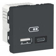 Двойная USB-розетка Schneider Electric Unica New A+C антрацит NU301854