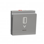 Картковий вимикач Schneider Electric Unica New з підсвічуванням 2 модуля алюміній NU328330