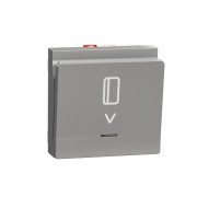 Карточный выключатель Schneider Electric Unica New с подсветкой 2 модуля алюминий NU328330