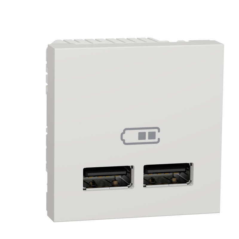 Двойная USB-розетка Schneider Electric Unica New 2.1А 2 модуля белый NU341818