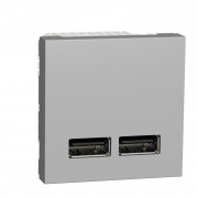 Двойная USB-розетка Schneider Electric Unica New 2.1А 2 модуля алюминий NU341830