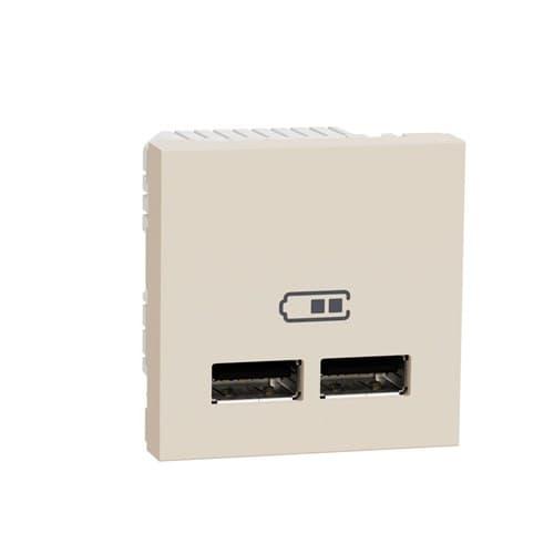 Двойная USB-розетка Schneider Electric Unica New 2.1А 2 модуля бежевый NU341844