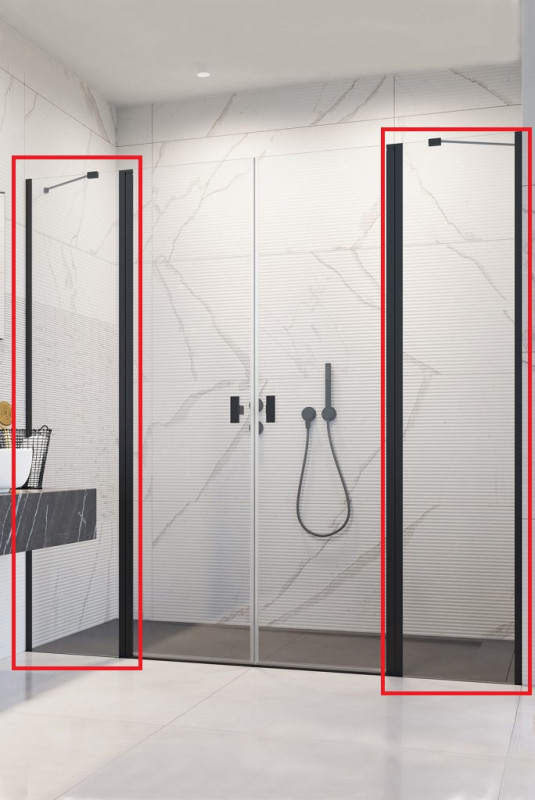 Комплект нерухомих елементів душових дверей Radaway Nes Black DWD II 97х200 см чорний/прозоре скло 10041097-54-01