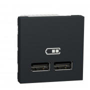 Двойная USB-розетка Schneider Electric Unica New 2.1А 2 модуля антрацит NU341854