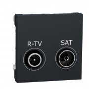 Розетка R-TV SAT Schneider Electric Unica New одиночная 2 модуля антрацит NU345454