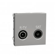 Розетка R-TV SAT кінцева Schneider Electric Unica New 2 модуля алюміній NU345530