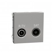 Розетка R-TV SAT концевая Schneider Electric Unica New 2 модуля алюминий NU345530