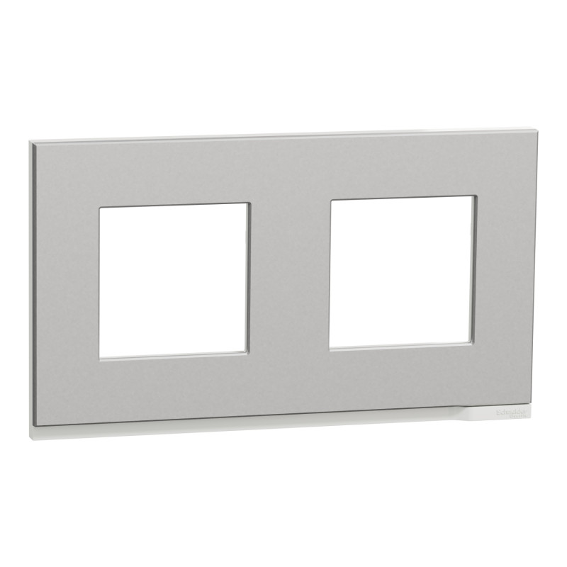 Рамка 2-постовая Schneider Electric Unica New Pure алюминий матовый/белый NU600480