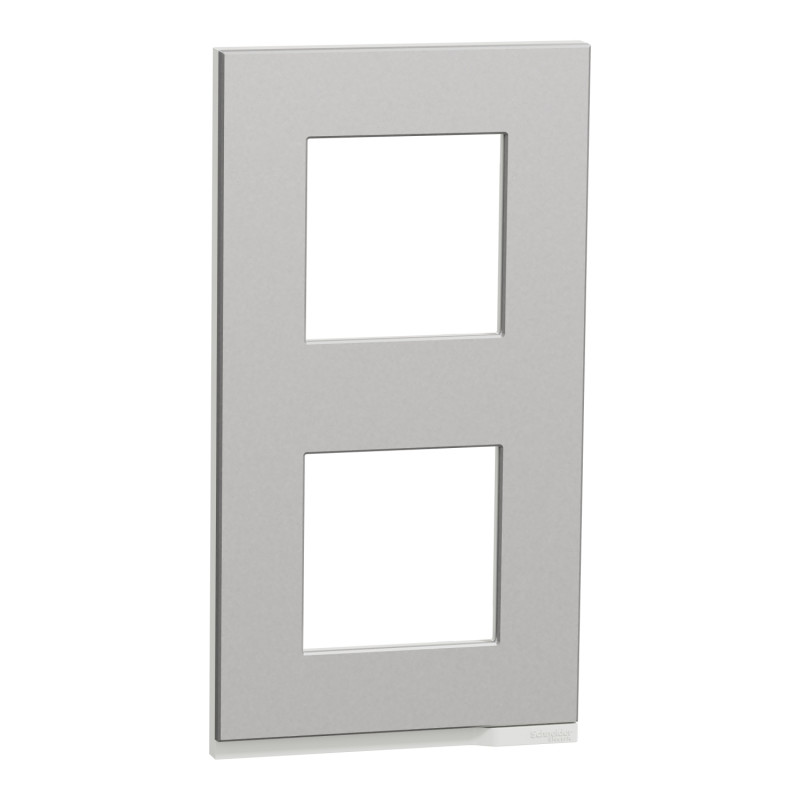 Рамка 2-постовая Schneider Electric Unica New Pure вертикальная алюминий/белый NU6004V80